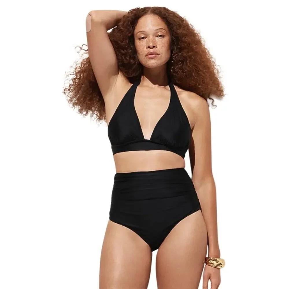 J.Crew Ruched high-rise full-coverage bikini bottom Green Size 3X NWT